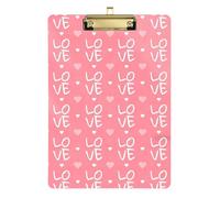 Blush Love Heart Decorative Acrylic Clipboard Writing Pad for Meeting Size 9 x 12
