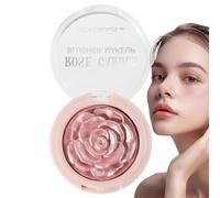Blush Makeup Powder, Shimmer Makeup Palette With 3D Rose Pattern, Long-Lasting Face Makeup For Cheeks, Eyes, Highlighting & Contouring,