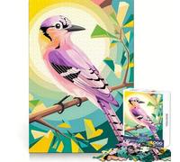 Blush Orchid︰ The Eurasian Jay in Geometric Nature 1000 Piece Adult Puzzles Brain Development Light Enjoyment Sharp Edges (38X52CM)