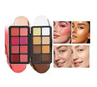 Blush Palette for Cheeks, 16-Color Cream Blush Highlighter Palette, Long-Lasting Waterproof Concealer Highlighter for Women Face Makeup Christmas Wedding Party Travel Birthday