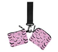 Blush Pastel Goth Halloween Bat Pattern Women's Coin Wallet Card Holder