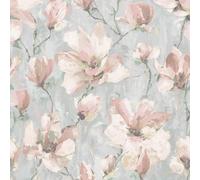 Grandeco Camilla Floral Oil Painting Textured Wallpaper, Chalky Matt Blush