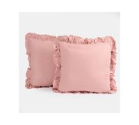 (Blush Pink, 2 Pack) OHS 2/4 Pack Linen Frill Cushion Covers Home Living Luxury