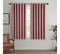 (Blush Pink, 46" x 54" (117cm x 137cm)) 100% Blackout Curtains Thermal Insulated Ring-Top Eyelet Curtain Pair with Tiebacks