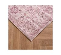 (Blush Pink, 66 x 200cm) OHS Washable Rug Vintage Print Large Indoor Carpet Floor Runner for Bedroom Kitchen Living Room Uni Apartment Cosy Winter