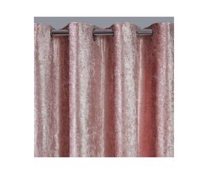 (Blush Pink, 66" x 72") OHS Crushed Velvet Curtains PAIR of Eyelet Ring Top Fully Lined Ready Made