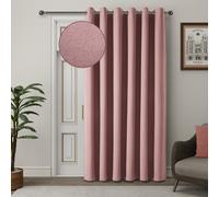(Blush Pink, 66" x 84" (168cm x 213cm)) 100% Blackout Curtains Thermal Insulated Ring-Top Eyelet Curtain Pair with Tiebacks