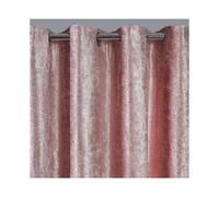 (Blush Pink, 90" x 90") OHS Crushed Velvet Curtains PAIR of Eyelet Ring Top Fully Lined Ready Made