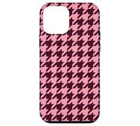Blush Pink and Burgundy Houndstooth Preppy Aesthetic Classic Case for iPhone 12 mini
