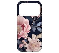 Blush Pink and Navy Blue Flower Pattern Elegant Floral Case for iPhone 17 Pro