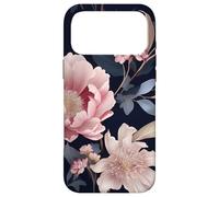 Blush Pink and Navy Blue Flower Pattern Elegant Floral Case for iPhone 17 Pro Max