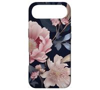 Blush Pink and Navy Blue Flower Pattern Elegant Floral Case for iPhone Air