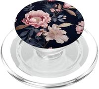 Blush Pink and Navy Blue Flower Pattern Elegant Floral PopSockets PopGrip for MagSafe