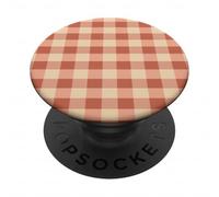 Blush Pink and Warm Beige Gingham Checkered Pattern PopSockets Adhesive PopGrip