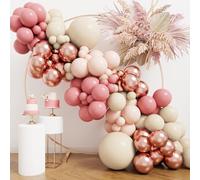 Blush Pink Balloons Arch Kit, Birthday Ballon Arch with Dusty Pink, Sand White, Soft Orange and Rose Gold Balloons, Pink Baloons for Girls Birthday Decoration, Engagement Party, Wedding, Baby Shower