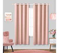 Blush Pink Curtains 63 Inch Length for Bedroom 2 Panels Set Blackout Drapes Boho Grommet Thermal Light Blocking Darkening Pastel Pretty Curtains for Living Room Window Girls Nursery Teen,63 in Long