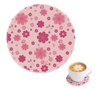 Blush Pink Floral Blooms Non-Stick Beer Coaster 4 Pack, Playful Ditsy Florals Ceramic Coasters for Drinks, Garden Beer Mats Tabletop Protection Decor, Gift for Boyfriend Sister, 4 Inch