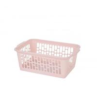 Blush Pink Handy Storage Basket | Storage Boxes With Handle, Rectangular Plastic Storage Baskets | Stylish Cupboard Organiser For Kitchen, Pharmacy, Home, Office and Bathroom