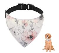 Blush Pink Line Art Floral Dog Bandana With Adjustable Strap D Ring Dog Neckerchief Pet Bibs Triangle Bandana for Dogs Pet Accessories for Dogs Puppy Cats Decor Machine Washable