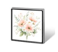 Blush Pink Poppies And Peonies Unisex Brooches & Pins Square Lightweight Lapel Badge Jewelry for Clothing Shawl Hat