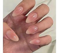 Blush Pink Press On Nails Almond - Medium Length False Nails with Glue - 24pcs Acrylic Nails Long Lasting Stick on Nails - Reusable for Women Daily Party