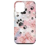 Blush Pink Pretty Coquette Watercolor Bow Pet Cat Dog Paw Case for iPhone 12 mini