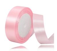 Blush Pink Ribbon 25mm, 23 Meters Baby Pink Satin Fabric Present Ribbon for Crafting, Gift Wrapping, Balloons, Floral Bouquet, Cake Decoration, Hair Bows, Sewing, Baby Shower and Wedding Party