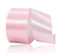 Blush Pink Ribbon 50mm, Baby Pink Satin Fabric Ribbon 23 Meters for Crafting, Gift Wrapping, Flower Bouquets, Balloons, DIY Bows, Wedding Party, Birthday Cakes and Christmas Decorations