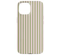 Blush Pink & Sage Green Striped Cottagecore Aesthetic Case for iPhone 15