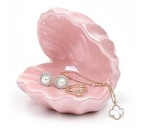 Blush Pink Shell Trinket Dish for Jewelry Coastal Chic Organizer Room Decor