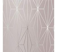 Blush Pink Silver Metallic Geometric Wallpaper Triangles Vinyl YL Kayla