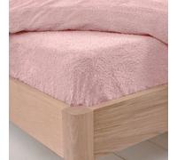 (Blush Pink, Single 91x190cm) Teddy Fleece Fitted Sheet Thermal Warm Single Double King Bedding NEW