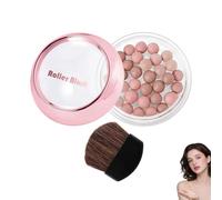 Blush Roller Ball, Bronzing Pearls Roller Blush, Pearl Powder Blushers for Cheeks, Lightweight and Blendable Color, Natural High Gloss Pearl Ball Powder Blusher for A Shimmer Glow (Coral Red)
