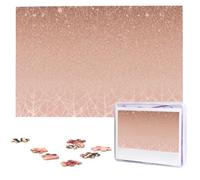 Blush Rose Gold Wooden Puzzles 1000 Pieces Personalized Jigsaw Puzzle For Adults Interesting Custom Photo Puzzles Gift For Holiday Birthday Wedding Anniversay