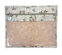 Blush Rose Lace - Handmade WIP Project Bag for Cross Stitch Embroidery - Clear Vinyl Front Project Organizer, Needlework Storage Pouch-Fits 6x6 Q-Snap Frame, Nurge No.3 Hoop & up to 8" hoop