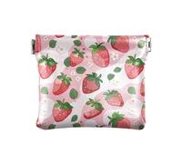 Blush Strawberry Milk PatternWomen's Small Leather Coin Purse Unique Mini Card Holder Wallet for Women, blush strawberry milk pattern, One Size