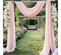Blush Wedding Arch Draping Fabric 29" X 20FT Chiffon Fabric Sheer Drapes for Wedding Ceremony Arbor Engagement Party Bridal Shower Decoration | Blush Backdrop Fabric 2 Panels