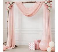 Blush Wedding Arch Draping Fabric 29" X 20FT Chiffon Fabric Sheer Drapes for Wedding Ceremony Arbor Engagement Party Bridal Shower Decoration | Blush Backdrop Fabric 2 Panels