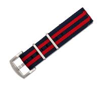 BluShark Original Collection Military-Style Waterproof Watch Strap, Bond Navy Red / Brushed Buckle, 22 mm, Modern