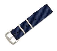 BluShark Original Collection Military-Style Waterproof Watch Strap, Navy Blue / Brushed Buckle, 22 mm, Modern
