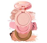 Blushing Light & Petal Flush & Bare Shadow 3 in 1 Contour, Highlight and Blush Palette with Mirror, Matte Shimmer Powder Makeup Face Palette, Blendable Travel Friendly Cruelty Free