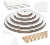 BLUSHORE Cake Boards Tiering Kit - 5-Tier Cake Kit with 12, 10, 8, 6, and 4 Inch Rounds (5 Each), Parchment Paper, Wooden & Straw Dowels