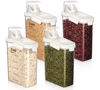 Blushtier 4 PCS Cereal Containers Storage 2.8L Airtight Large Dry Food Storage Containers with Pouring Spout Cereal Containers Storage Dispenser Measuring Cup for Flour and Baking Supplies, White