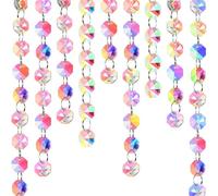 Blushtier 66 ft Crystal Garlands Glass Octagon Bead Strands for Wedding Chandelier Decoration Iridescent Clear Acrylic Diamond Hanging Chain String for Bridal Shower Holiday Christmas Party
