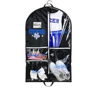 Blushtier Cheer Garment Bags for Cheerleading Uniform Waterproof Hanging Garment Bags for Dance Costumes 40 Inch Clothes Bag with 5 Pockets and Side Zip Travel Storage Cheer Uniform(Black,Blue)