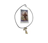 BLUSUPERSHOP Adjustable Rope Necklace 45-50 cm Wooden Cross 4.3 x 3 cm Tao Tau Perforated A1 Saint Francis Pendant Rosary Mary Madonna Religious Protect Me Adjustable with Saint for Prayer