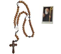 BLUSUPERSHOP It is not a necklace, it is a hand rosary 30 + 15 cm for prayer cross wood 6 x 3.2 cm TAO TAU of Saint Benedict Religious Protect me with Saint Saint for Prayer
