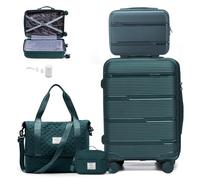 bluterm Vacuum Suitcase with Pump Suitcase Set 4 Pieces TSA Lock and 4 Wheels Includes Travel Bag Cosmetic Bag and Toiletry Bag, blue, Travelite