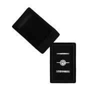 BLUTETE Rectangle 3 Slots Italian Velvet Jewelry Box Engagement Wedding Photo Ring Box Keepsake Box Triple Ring Gift Box (Black)