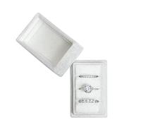 BLUTETE Rectangle 3 Slots Italian Velvet Jewelry Box Engagement Wedding Photo Ring Box Keepsake Box Triple Ring Gift Box (White)